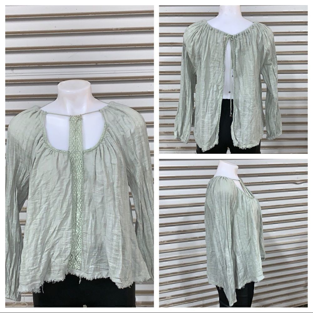 Free People 100% cotton open tie back top